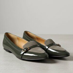 Isola Lovie Green Suede & Patent Loafers 9 NWOT